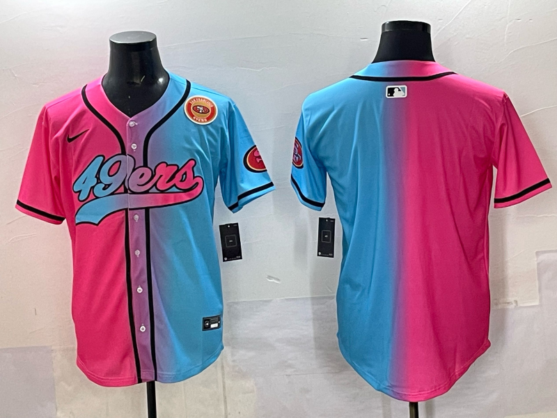 Men 2025 San Francisco 49ers blank Pink Blue pink Nike Limited NFL Jersey 0019